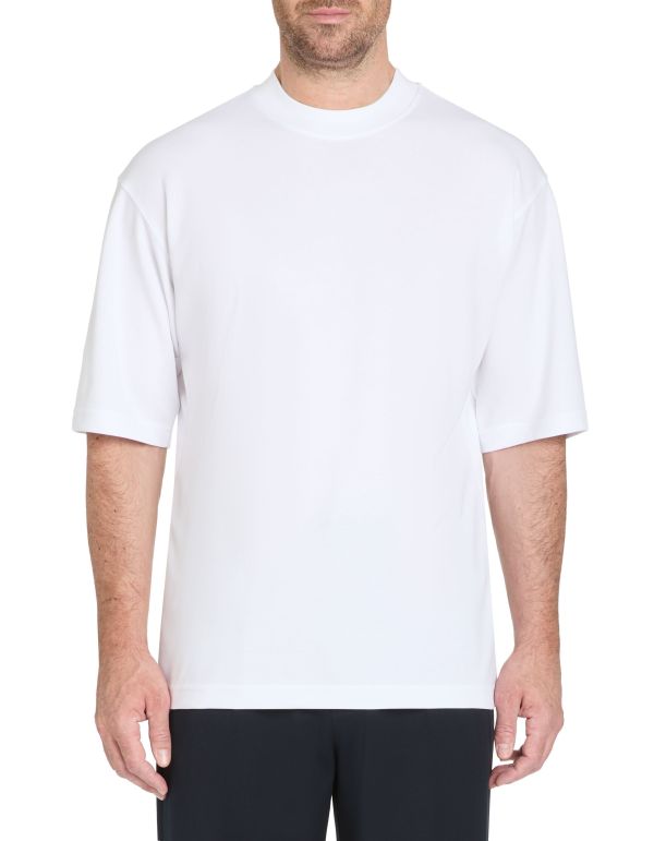 T-shirt col rond en coton mélangé - blanc