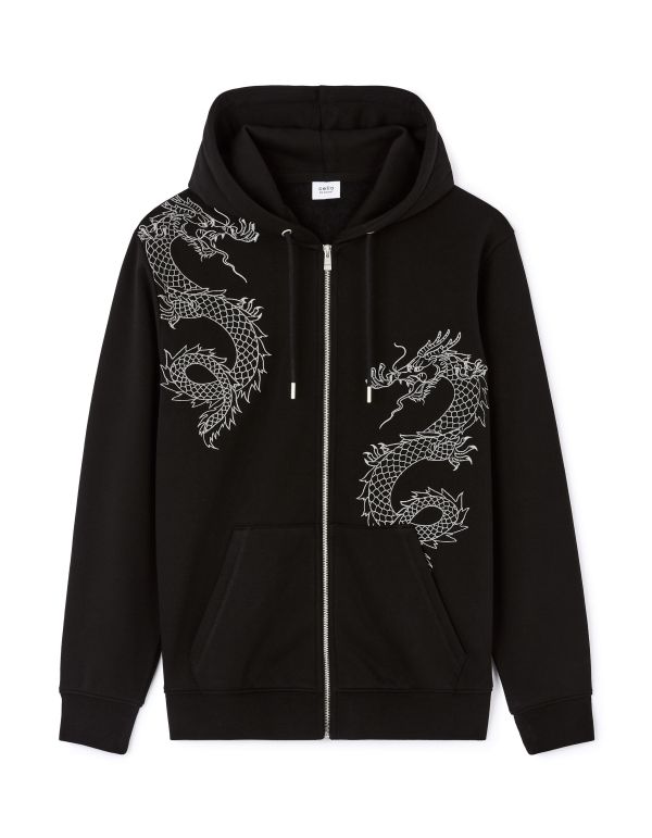 Sweat à capuche en coton mélangé - noir