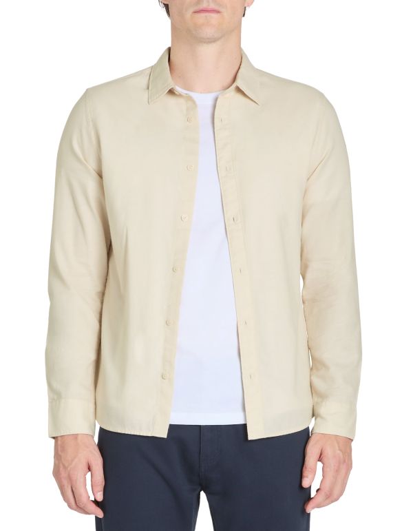 Chemise regular en flanelle uni - beige