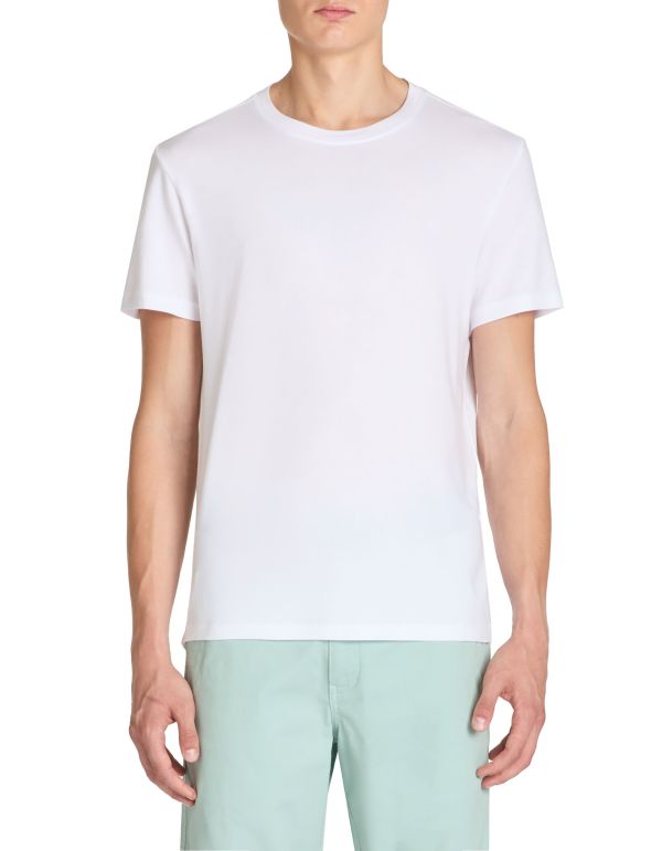 T-shirt col rond stretch - blanc