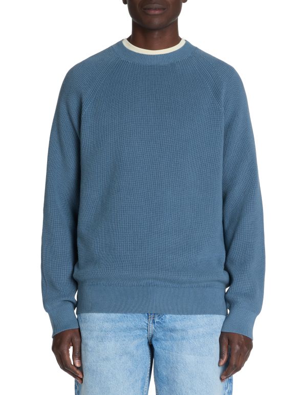 Pull col rond 100% coton - bleu