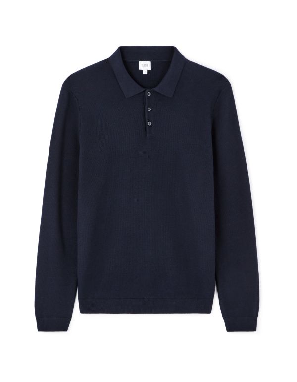 Pull col polo 100% coton - marine