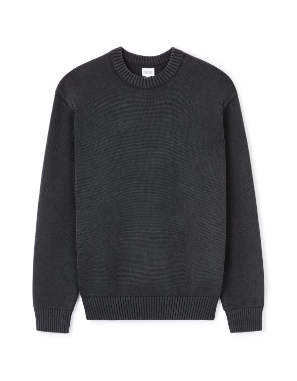 Pull col rond 100% coton - anthracite