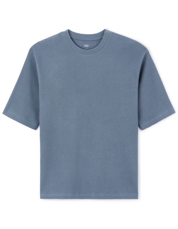 T-shirt oversize col rond 100% coton - bleu