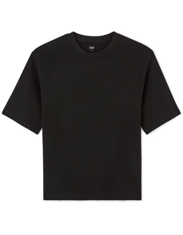 T-shirt oversize col rond 100% coton - noir