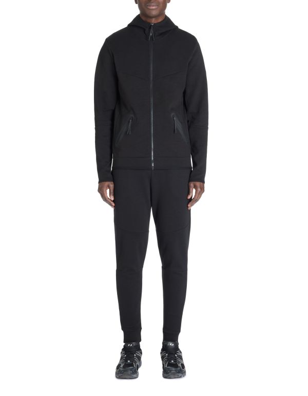 Vest zippé à capuche skinny coton mélangé - noir