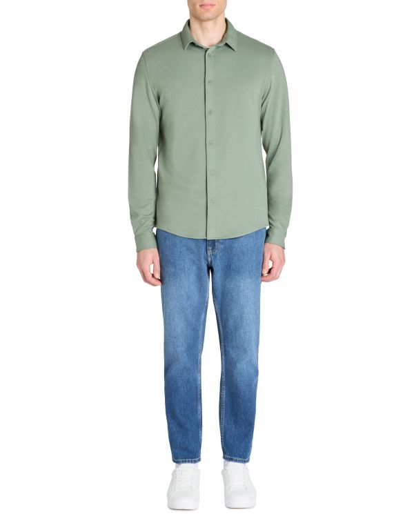 Chemise regular casual coton mélangé - kaki