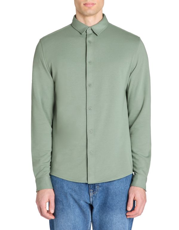 Chemise regular casual coton mélangé - kaki