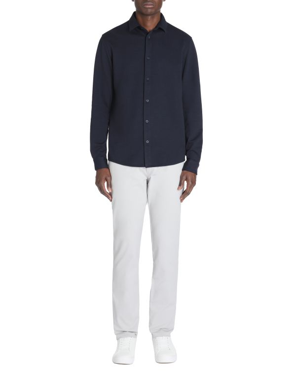 Chemise regular casual en coton mélangé - marine