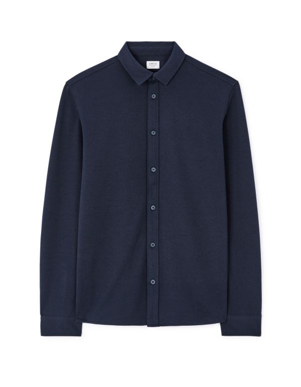 Chemise regular casual en coton mélangé - marine