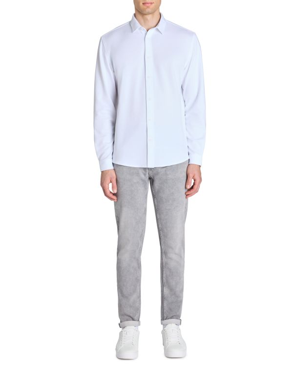 Chemise regular casual en coton mélangé - blanc