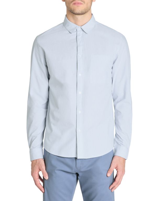 Chemise regular rayée 100% coton - bleu