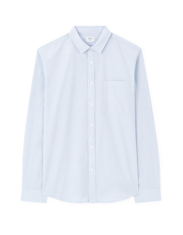 Chemise regular rayée 100% coton - bleu