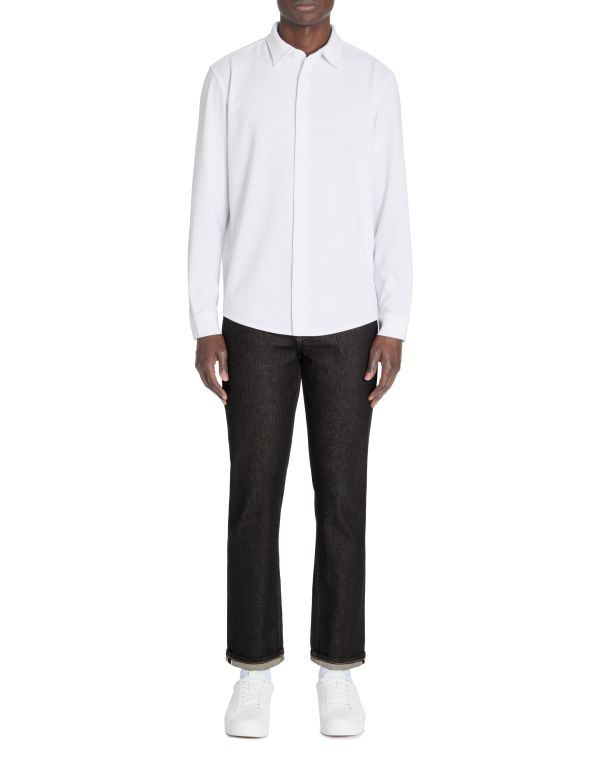 Chemise regular maille gaufré coton stretch - blanc