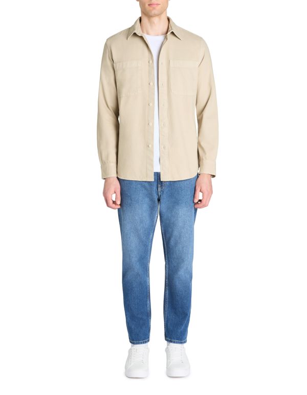 Chemise overshirt casual 100% coton - beige