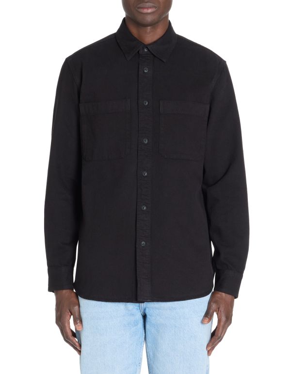 Chemise overshirt casual teinte en pièce 100% coton - noir