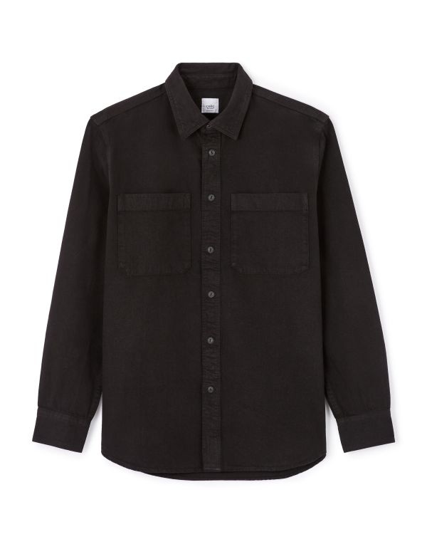 Chemise overshirt casual teinte en pièce 100% coton - noir