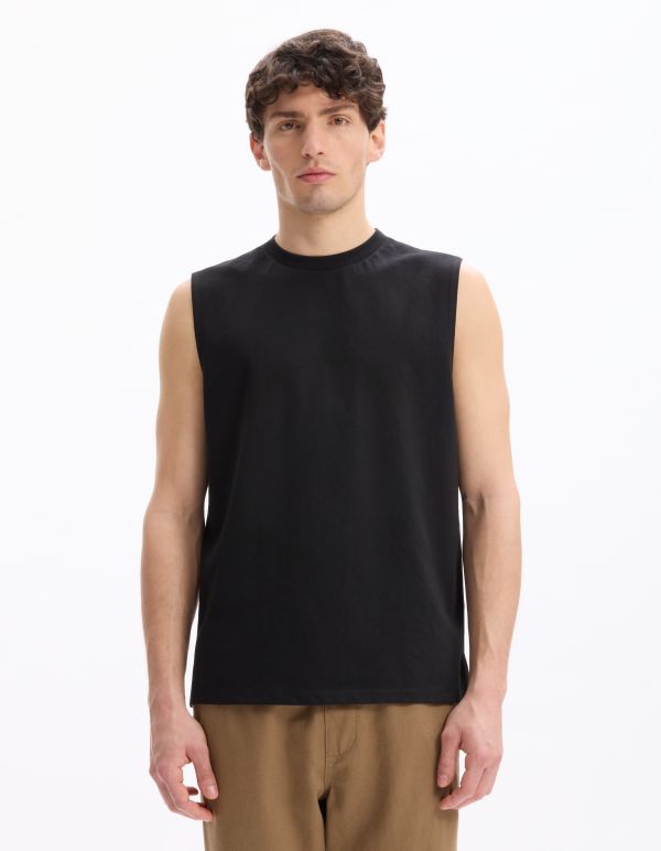 Débardeur straight coton mélangé - noir