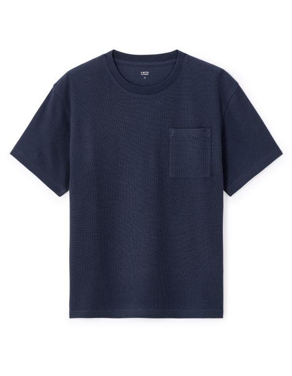 T-shirt boxy col rond - marine