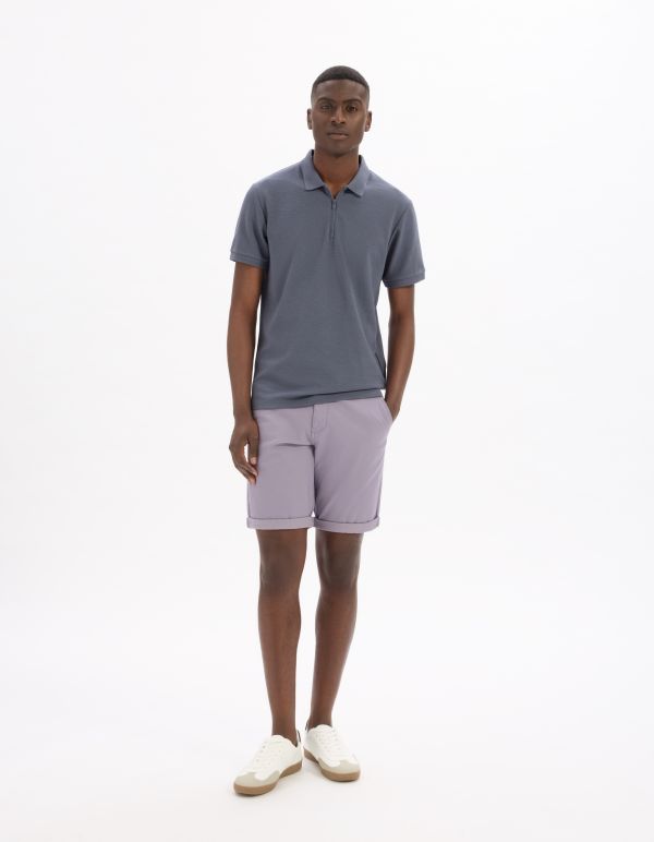 Polo slim coton mélangé - bleu
