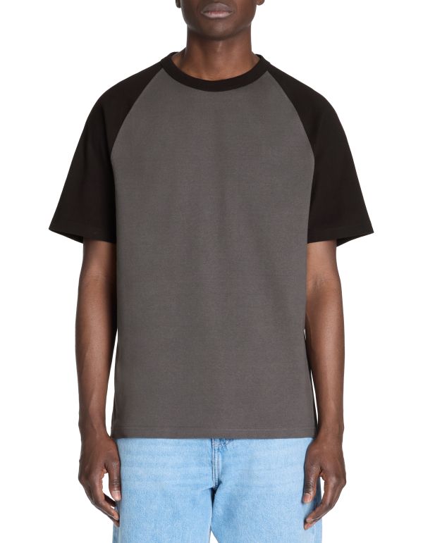 T-shirt boxy col rond 100% coton - anthracite