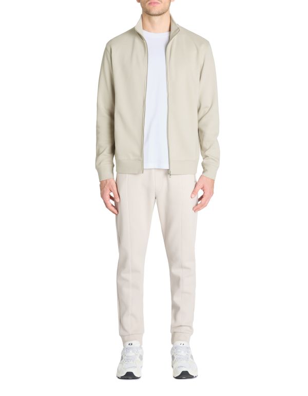 Veste zippée col montant regular coton mélangé - beige