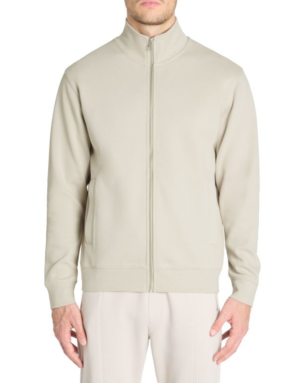 Veste zippée col montant regular coton mélangé - beige