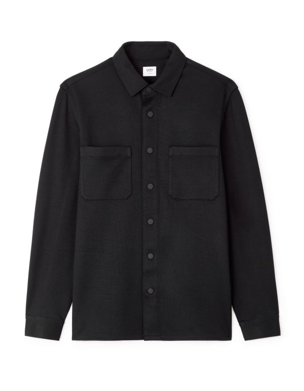 Chemise overshirt texturée 100% coton stretch - noir