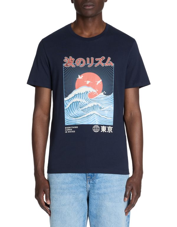 T-shirt straight col rond 100% coton - marine