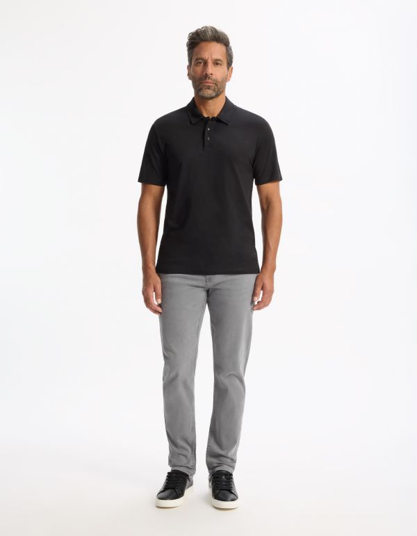 Polo boxy coton mélangé - noir