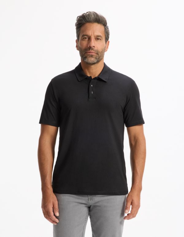 Polo boxy coton mélangé - noir