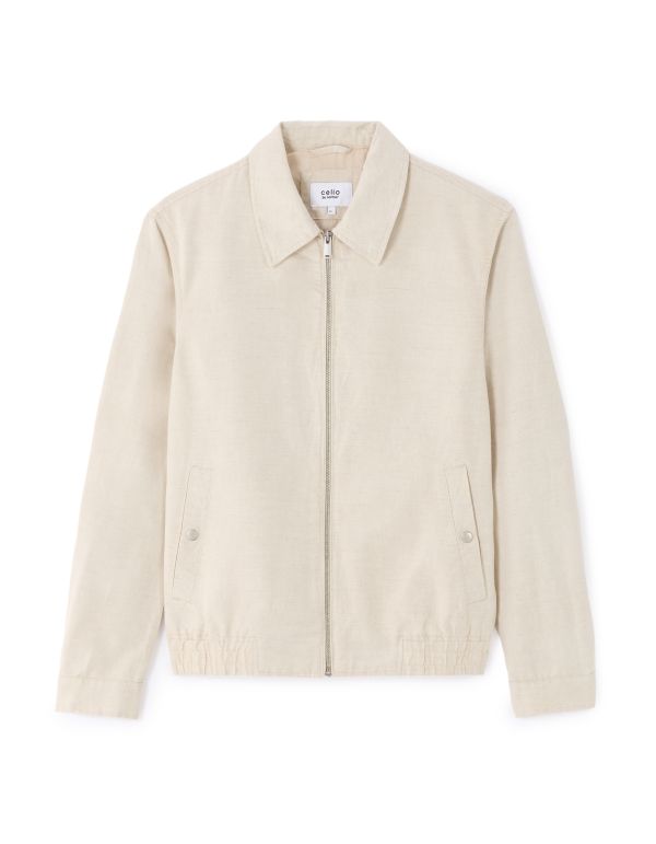 Blouson col chemise en lin et coton - naturel