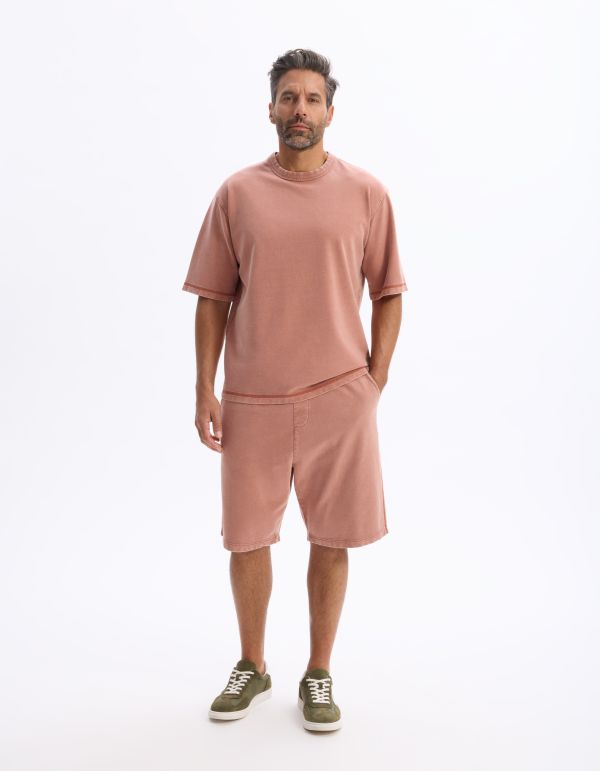 T-shirt oversize col rond 100% coton - marron