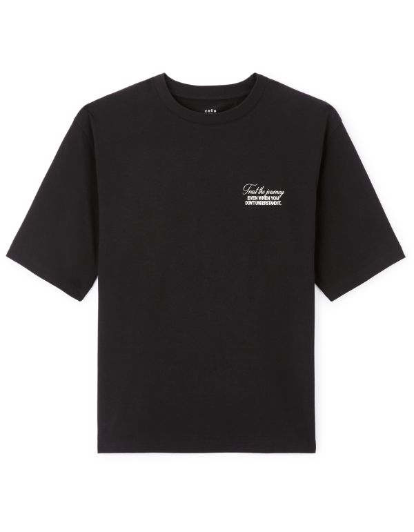 T-shirt oversize col rond 100% coton - noir