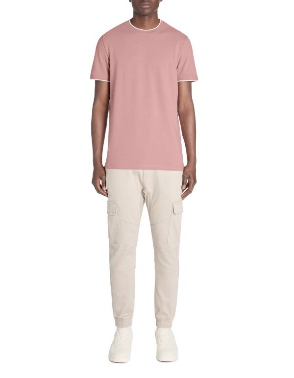 T-shirt straight col rond 100% coton stretch - violet