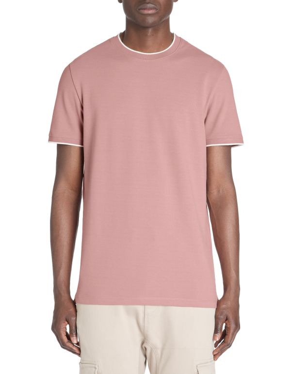 T-shirt straight col rond 100% coton stretch - violet