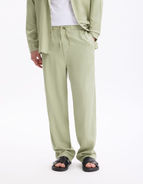 Pantalon loose 100% coton tencel - vert