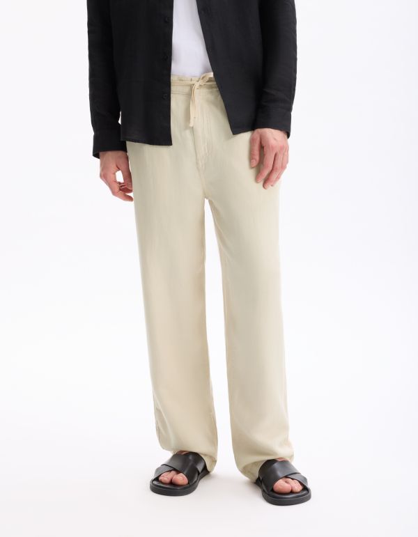 Pantalon loose 100% coton tencel - beige