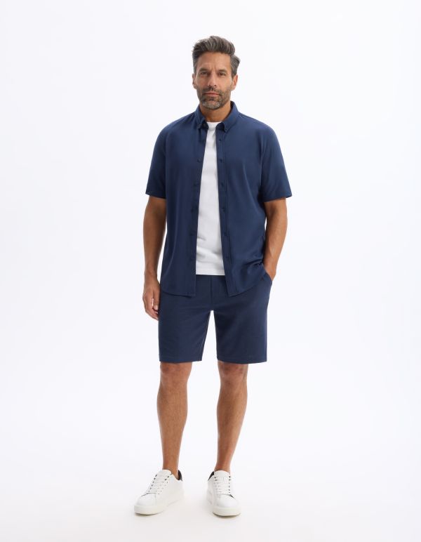 Chemisette regular jersey piqué - marine
