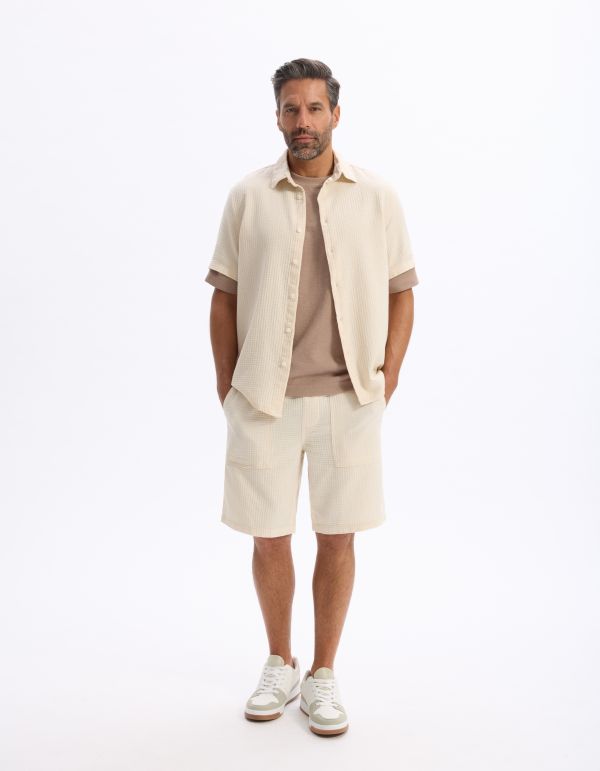 Chemisette regular gaufrée 100% coton - écru