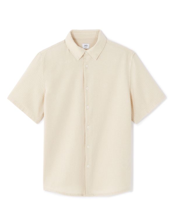 Chemisette regular gaufrée 100% coton - écru