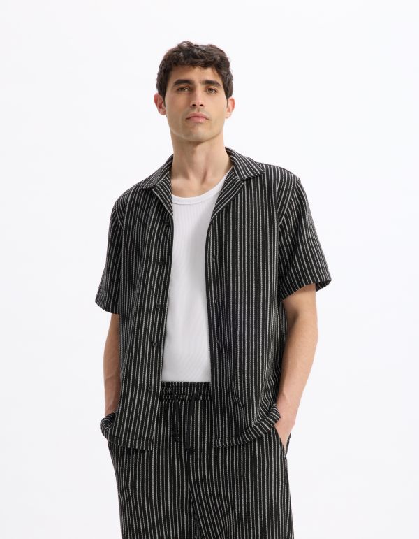 Chemisette regular jersey rayé - noir