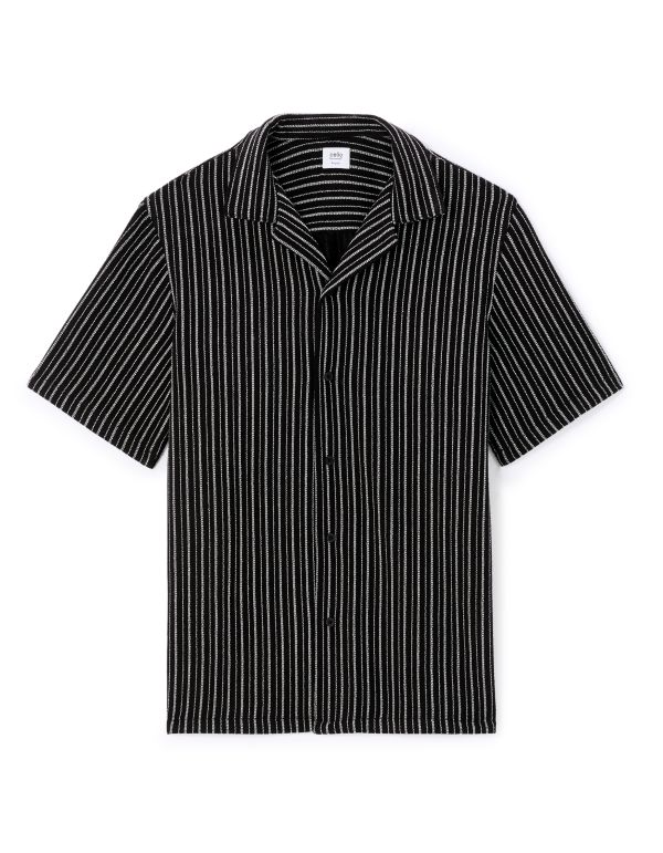 Chemisette regular jersey rayé - noir