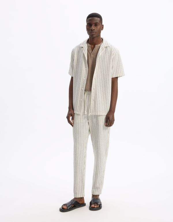 Chemisette regular jersey rayé - écru