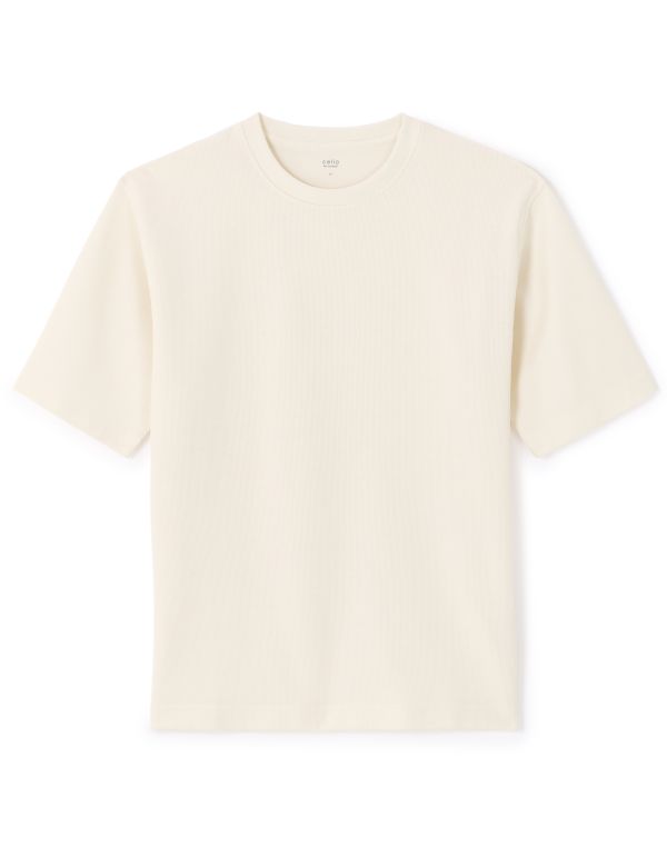 T-shirt oversize col rond 100% coton stretch - beige