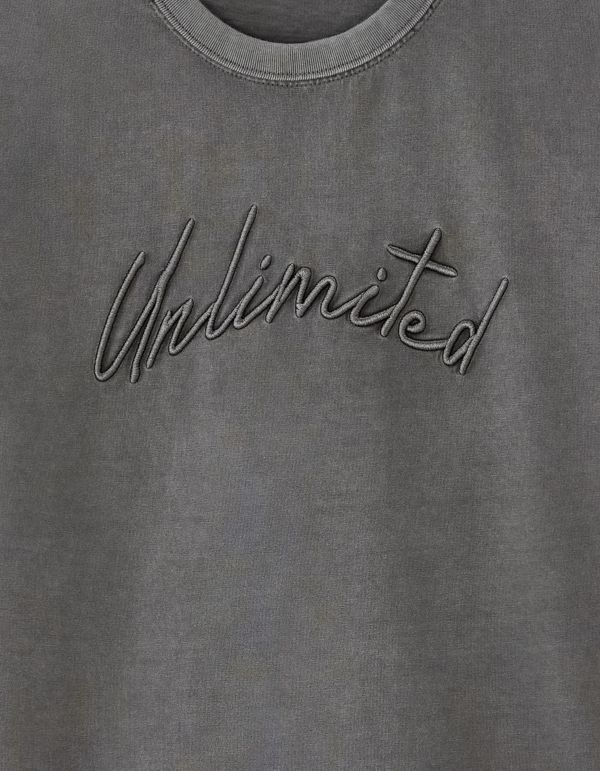 T-shirt boxy col rond 100% coton - noir