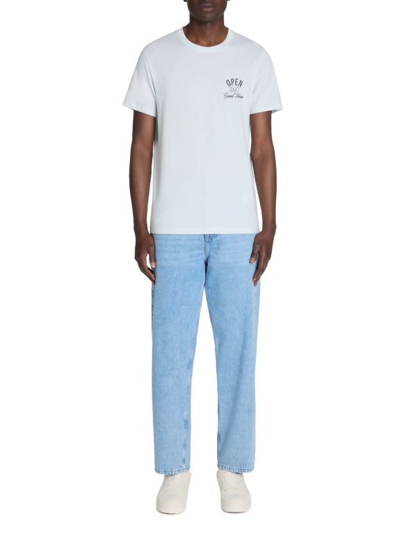 T-shirt straight col rond 100% coton - bleu clair