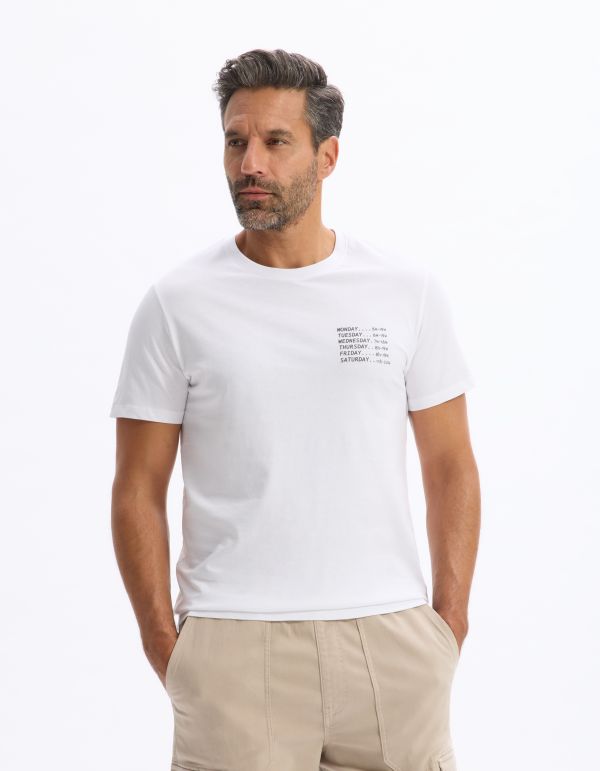 T-shirt straight col rond 100% coton - blanc