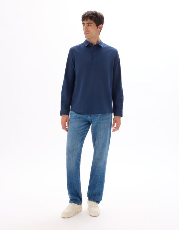 Vareuse unie en lin et coton - marine