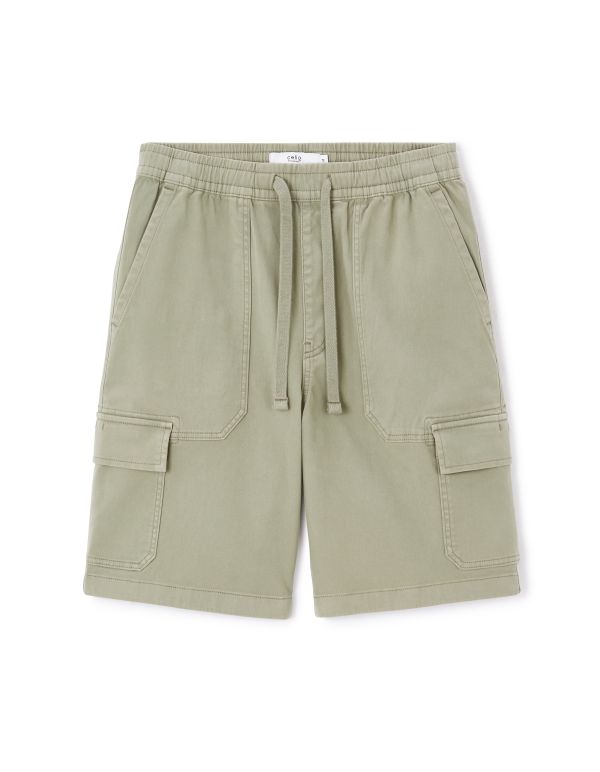 Bermuda cargo en coton stretch - kaki